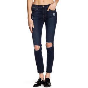 FRAME Womens Le High Skinny Jeans Size 25 Busted Knee Distressed Marlowe Stretch